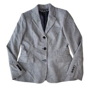 Ralph Lauren Black Label Houndstooth Wool Cashmere Blazer Womens 12